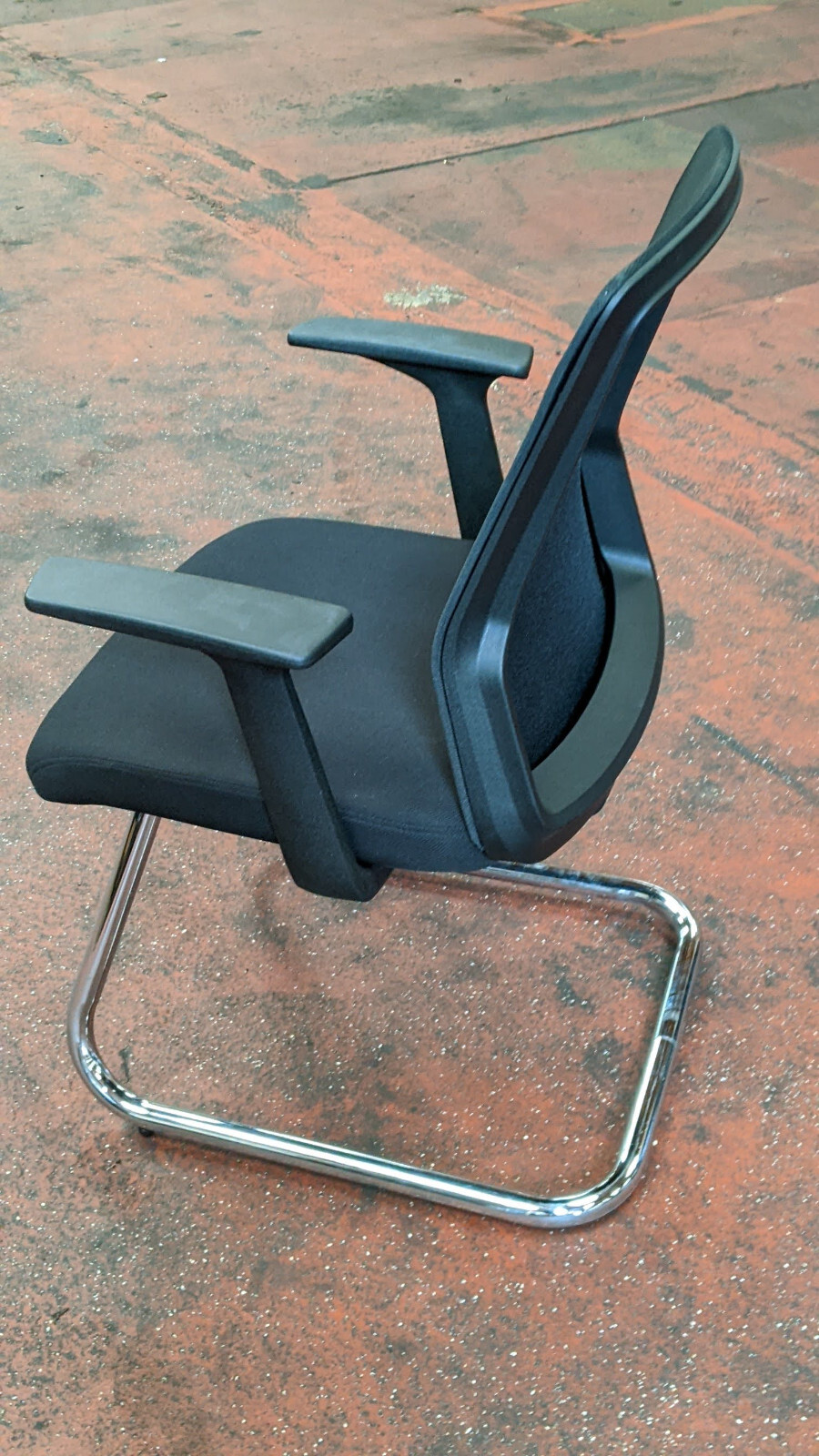 Denali Black Mesh Back Visitor Chair with Arms and Chrome Cantelever