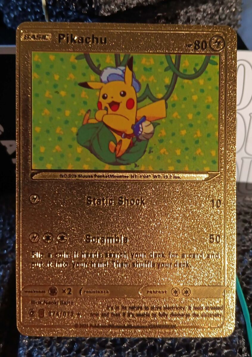 Pokemon Pikachu Static Shock 80HP Gold Foil Fan Art Card 074