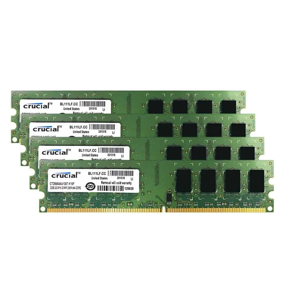 8GB 4x 2GB 1066MHz DDR2 PC2-8500 240Pin OC DIMM Desktop Game Memory RAM Crucial - Image 3 of 4