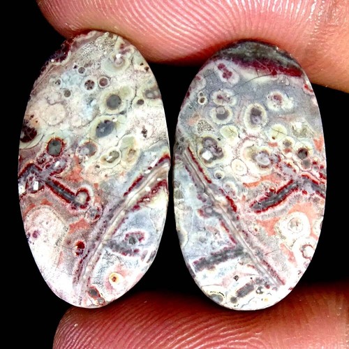 Natural Bird Eye Jasper Matched Pair Oval Pear Cushion Cab Loose Gemstone PK14 - Imagen 20 de 165