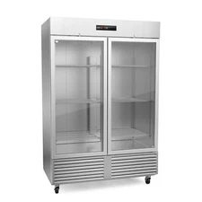 Fagor Refrigeration QVR-2G-N Two Section Reach-In Refrigerator w/ 2 Glass Doo...