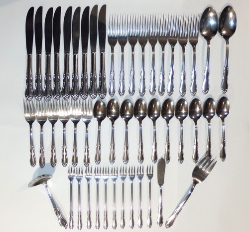 Vintage SL&GH Rogers Oneida HOMESTEAD Set di Posate Acciaio Inox 49pz Servizio per 9 - Foto 2 di 10