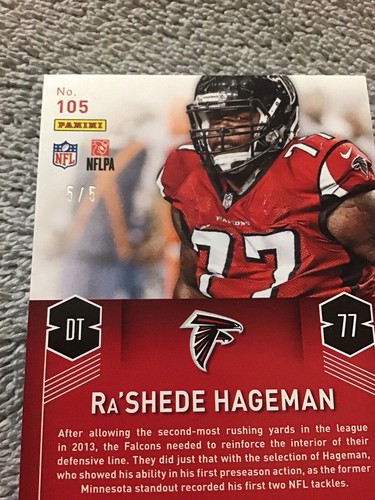 2014 totalmente certificado Rashede Hageman novato RC autógrafo esmeralda #/5 Falcons - Imagen 4 de 4