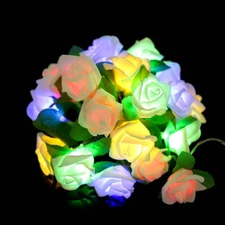 20 LED Rose Flower Lights String Fairy Wedding Christmas Party Garden Decoration