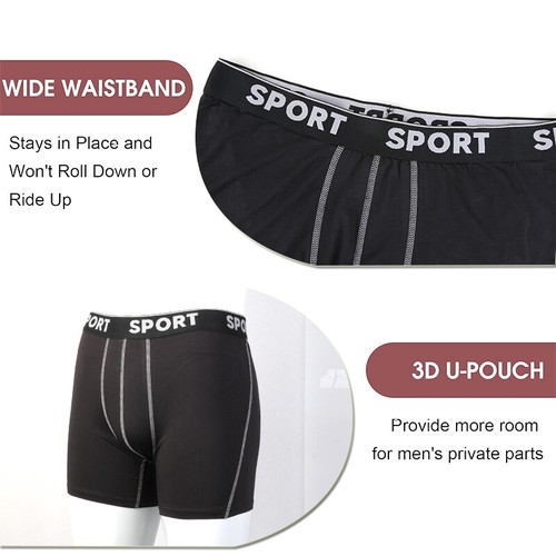4 Pack Men Anti Chafing Underwear Boxer Briefs Moisture Wicking Lightweight Soft - Picture 5 of 15