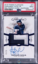2019 Fernando Tatis Jr. PSA 9 Flawless Rookie Patch Auto Sapph #FT 15/15