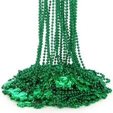 72 Pcs St. Patrick's Day Shamrock Bead Necklace Bulk Green Clover Necklace Le...