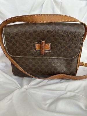 Celine Macadam Monogram Small Shoulder Bag Flap Buckle/Zip Gold w/ Strap
