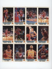 1990 Album Stickers Uncut Sheet Mark Alarie Ledell Eackles Harvey Grant HOF 0au4
