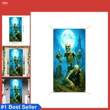 Halloween Skeleton Door Cover 35x71 Inch Polyester Graveyard Haunted House