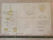 Navire TSS Lady of Mann 1930 plan hélice authentique SUPERBE ART