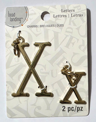 BEAD LANDING Gold Letter ''X'' Charms with Lobster Clasp - 2 pcs