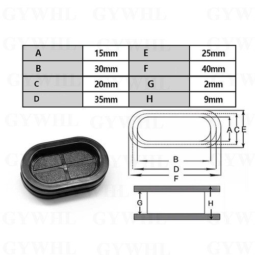 Oval Blanking Grommets Black Rubber Grommet Closed Blind Hole Plug Bung Bungs - Picture 10 of 24