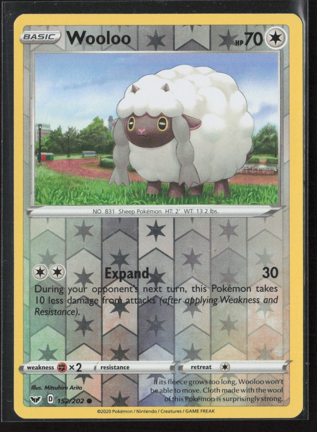 Wooloo 152/202 Common Sword & Shield Pokemon Reverse Holo Near Mint