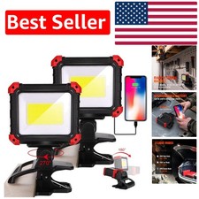LED Rechargeable Work Light Set - 2Pack 2100LM Magnetic Clip-On & USB Charger