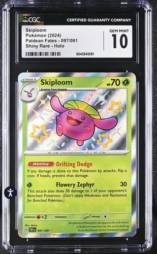 Skiploom 097/091 Sv: Paldean Fates Shiny Holo Rare 2024 CGC 10 GEM MINT - Picture 2 of 3