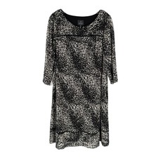 Adrianna Papell Dress Womens Size 14W Black Taupe Open Braid Texture Lined