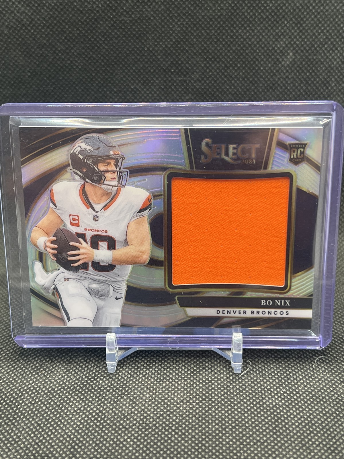 Bo Nix Panini Select Jumbo Rookie Swatch #JRSBNX NFL Shield Black Prizm 1/1