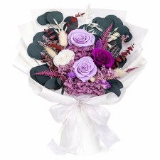 Preserved Flowers for Delivery, Purple Rose Bouquet Gift for Women and Mom, L...
