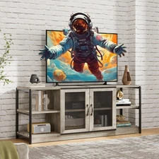TV Stand TV Media Console Cabinet For 65+ Inch TV W/ Storage & Mesh Door Modern