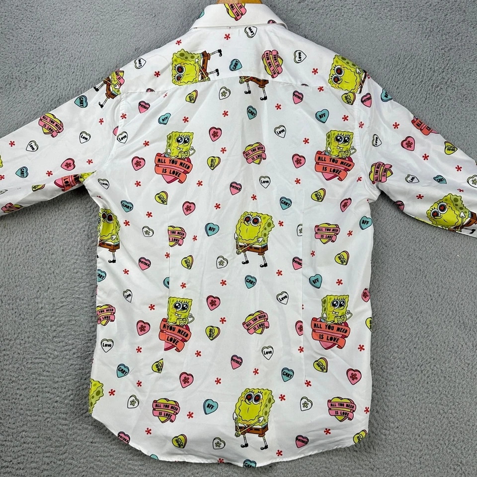 Camisa de vestir Suitmeister para hombre Bob Esponja grande 16-16,5 blanca amarilla abotonada NUEVA Foto 3 de 4