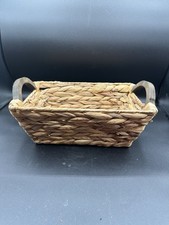 Natural Grass Rattan Wicker Woven Basket With Wood Handles