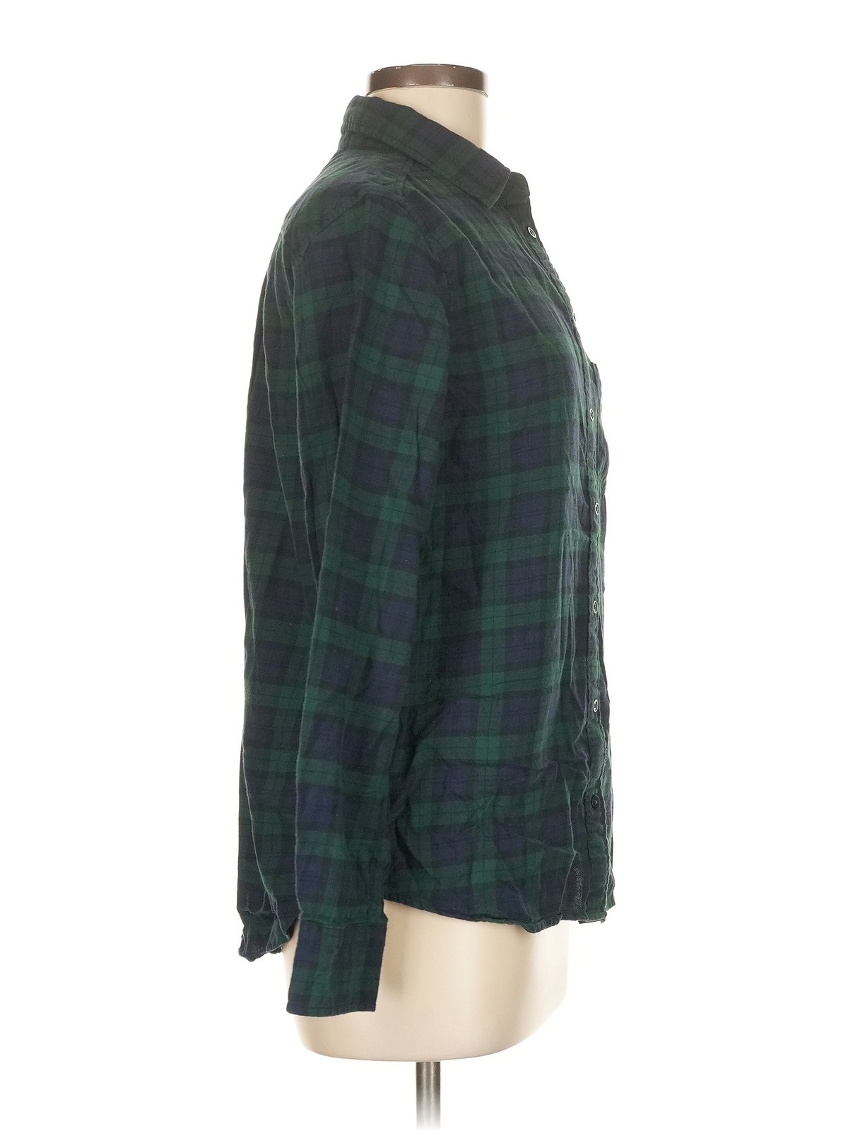 Uniqlo Women Green Long Sleeve Button-Down Shirt M thumbnail 3
