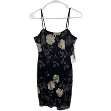 NEW Lulus Size Medium Elston Black Floral Embroidered Bodycon Dress