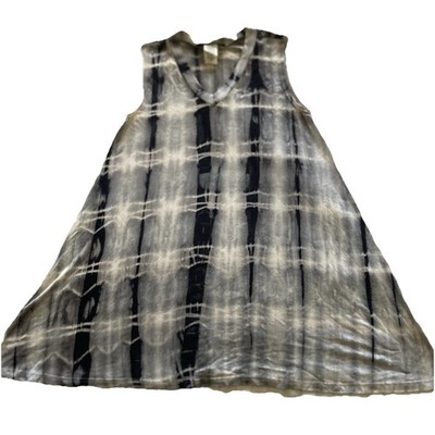 Adara Black And White Tye Dye V-Neck Sleeveless Tank Top Dress Girls Size 10 NWT