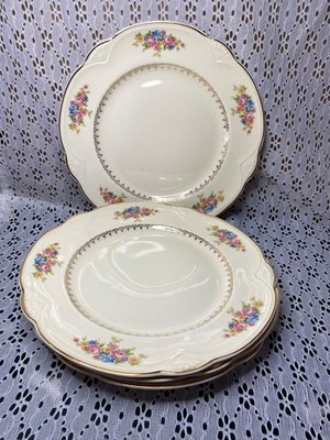 4 VTG Homer Laughlin Floral Plates 10'' Pattern #A44N8 #N43N8 Estate Sale Find!