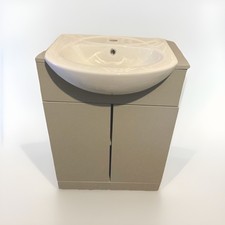 Semi Recessed Bathroom Sink Basin Vanity Unit 610x320mm Dove Grey Floor Standing