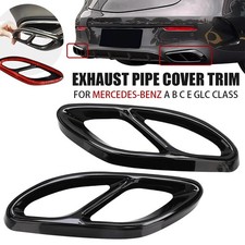 For Mercedes-Benz GLC C E-Class Black Exhaust Muffler Tips Tail Pipe Cover Trim