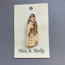 Christmas Snowman Lapel Pin Plastic By Max & Molly