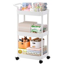 Baby Diaper Caddy, Plastic Movable Cart for Newborn Nursery Essentials Diaper...