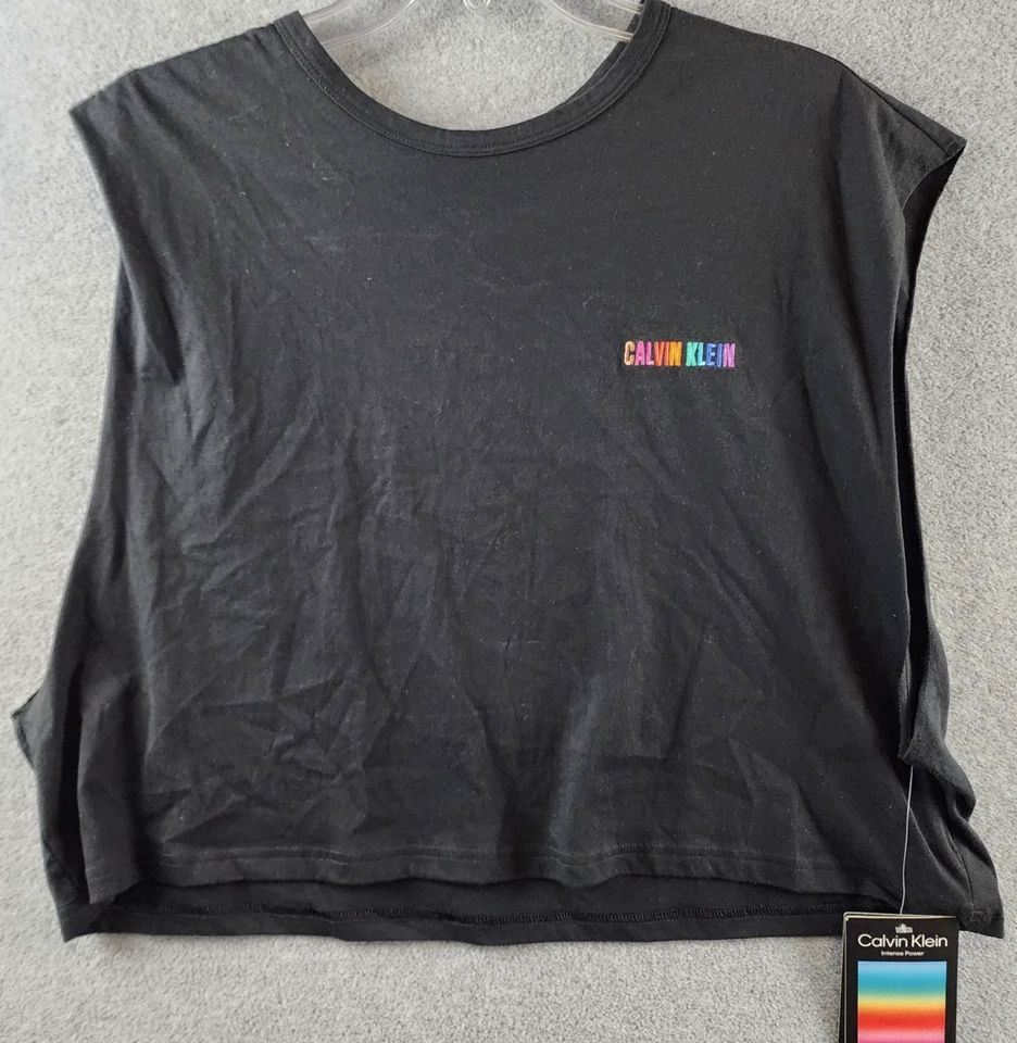 Camiseta sin mangas Calvin Klein Intense Power Pride Lounge recortada muscular para hombre grande negra Foto 2 de 4