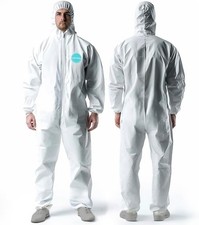 Hazmat Suits, Heavy Duty Full Body Disposable Paint Suits, Coveralls with Hood,