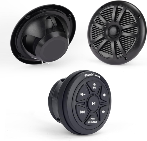 Boat Marine Stereo with Speaker Package (Black) 2 Channels Amp AUX USB for Boats - Picture 7 of 12