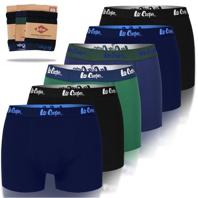 Lee Cooper Herren Boxershorts Unterhosen Baumwolle Navy Green 6 Stück