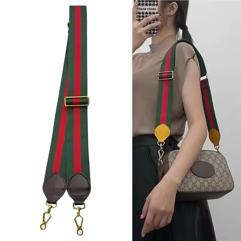 New Crossbody Shoulder Strap Gucci Replacement No Logo Green-Brown