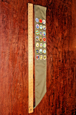 BSA Green Sash with 24 Glued & Sewn on Merit Badges Boy Scouts of America BSA