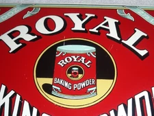 VINTAGE ROYAL BAKING POWDER NEW YORK 10" PORCELAIN METAL BAKE, GASOLINE OIL SIGN