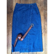 Vintage 80s denim Skirt high waisted, pencil skirt, maxi length size 9-10