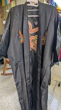 Vintage Chinese Silk Embroidered Robe Dragon Phoenix XL New No Tags