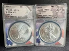 2021 MS70 Silver Eagle 2 Coin Set-Type 1 & Type II ANACS First Strike