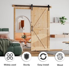 Sliding Barn Door  Wood + 6ft Barn Hardware Kit SANKEYTEW 32 x 84 Unfinished Uk