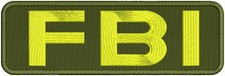 FBI embroidery patches 3x10  hook on back YEL...
