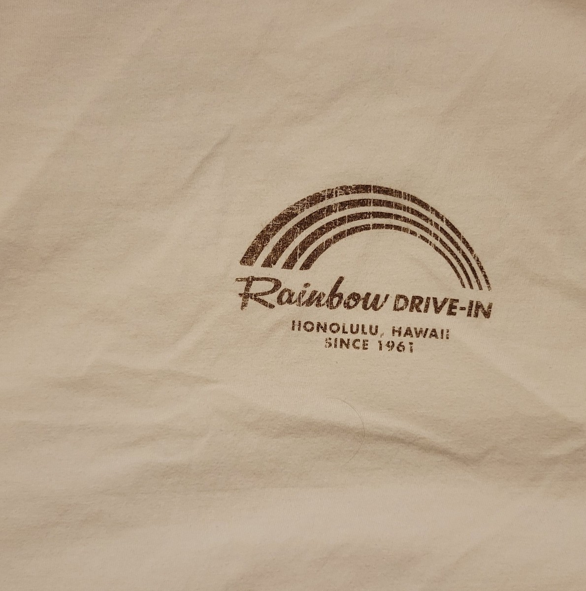 Malibu Shirts Rainbow Drive-In Honolulu Hawaii T-Shirt Men's M Cream View 2