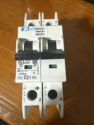 EATON FAZ-C2/2-NA Circuit Breaker 2A C 2pol 480Y/277VAC