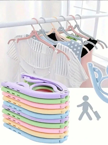 12 pcs Folding Travel Hangers Portable Clothes Hooks Suitcase Closet Organizer - Picture 1 of 6