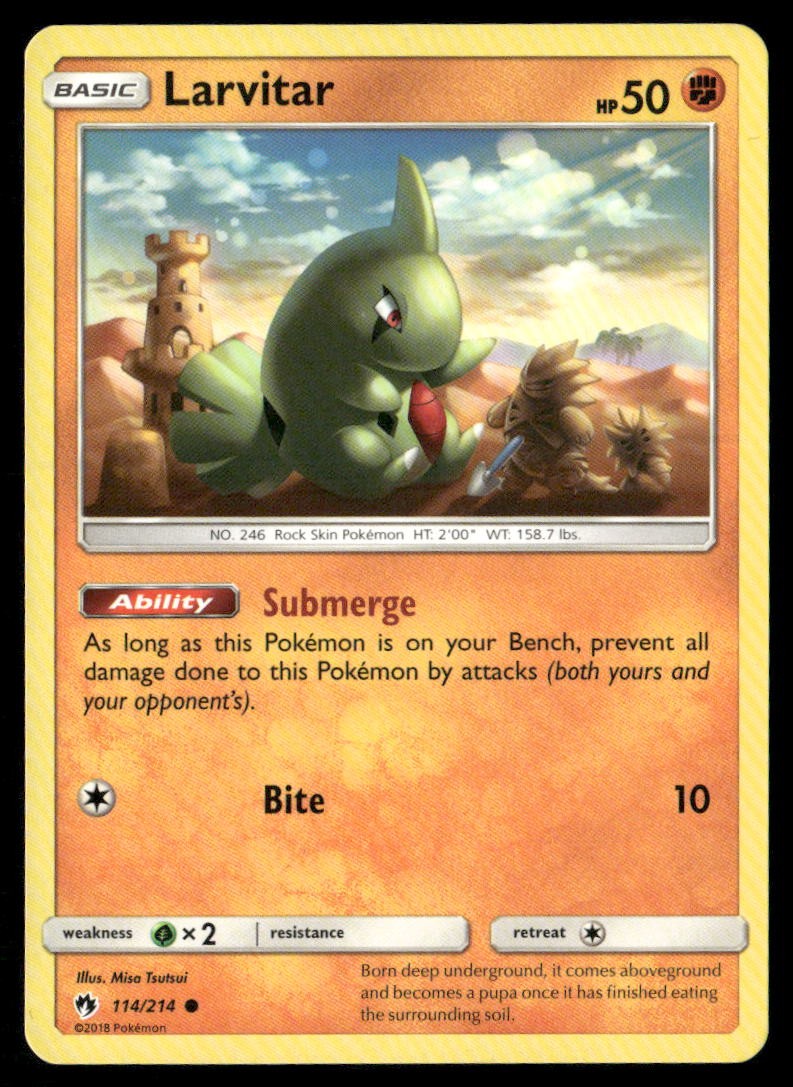 Larvitar Lost Thunder 114/214 Common Pokemon Near Mint